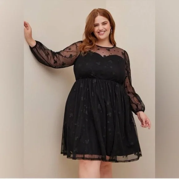 NWT Torrid 30 Mickey Stars Tulle Illusion Skater Dress - Picture 1 of 11
